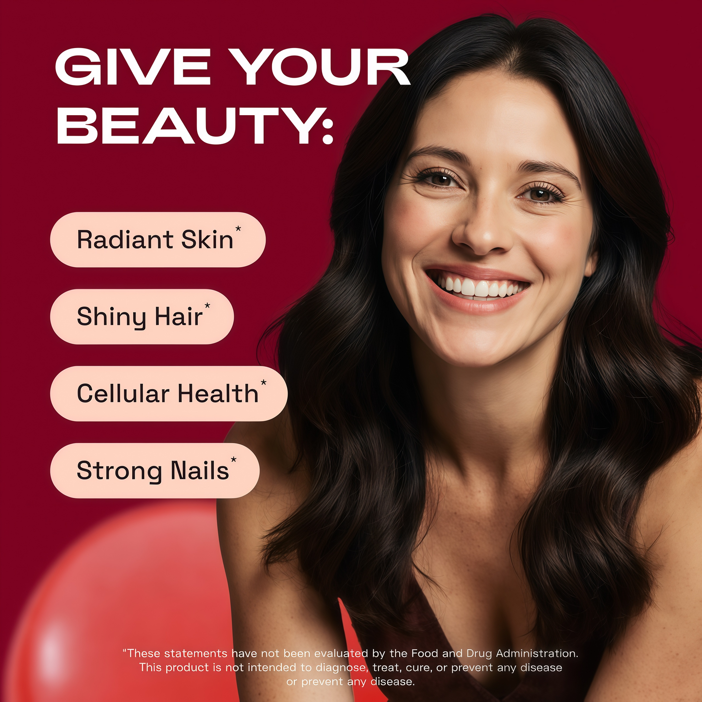 Hair Skin and Nails Supplement with Ca AKG | MSM | Hyaluronic Acid | Biotin | Vitamin C & Vitamin D3 K2 – Supports Radiant Skin, Promotes Shiny Hair & Strong Nails – 90 Capsules